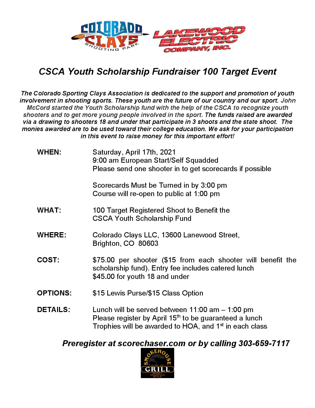 Cancelled - CSCA Youth Scholarship Fundraiser 100 Target Event